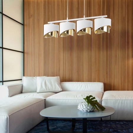 Suspended lamp TK Lighting Grant White 4822, E27, 4x40W, 950x200 mm, white color-3
