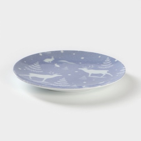 Porcelain plate "Winter Forest", d = 20 cm, blue color-1