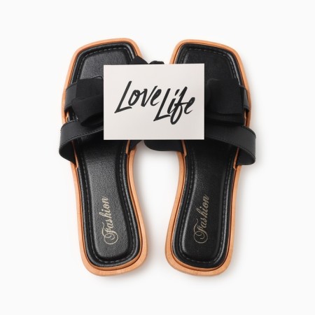 Women's slippers with an open nose, size 40-41, black color-7