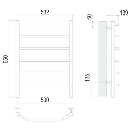 Terminus towel -sprayer "Victoria" P6, 500x650 mm, chrome-2