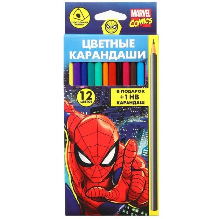 Colored pencils, 12 colors, trihedral, spider man-6