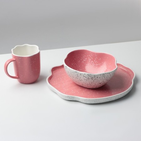The ceramic uneven edge of the pink, 600 ml, 17 cm, pink color.-9