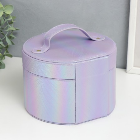 Casket to the leatherette for jewelry round "Lilac overflows" 12x17.5x17 cm-5