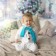 Carnival costume for kids “White Bear” with blue scarf, velor, cotton, height 74-92 cm