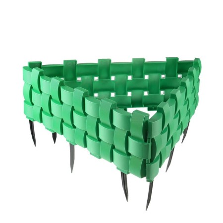Decorative fence, 19.5 × 240 cm, 4 sections, plastic, green-8