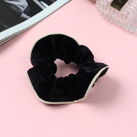 Hair elastic band "Orbit" Classic velvet edge, 10 cm, black and white