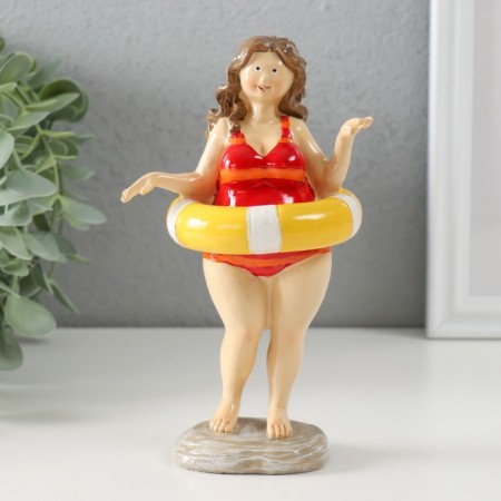 Polystone souvenir "Pill in a striped swimsuit with an inflatable circle" 9x6.5x15.5 cm