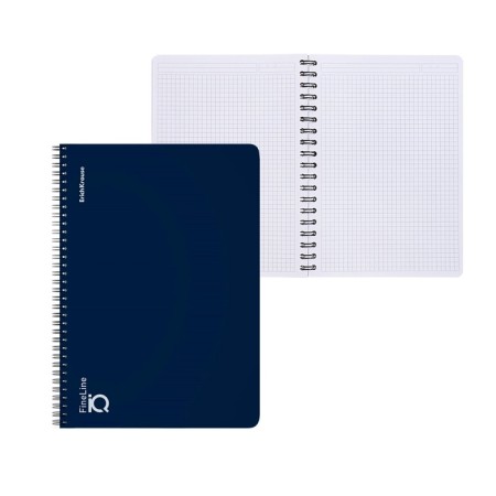 Notebook B5 100 sheets, a cage on a spiral, Erichkrause, "IQ fineline classic" Plastic cover blue-3