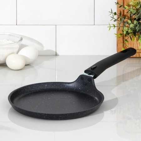 Pancake pan, d = 20 cm, plastic handle, anti -stick coating, dark marble color