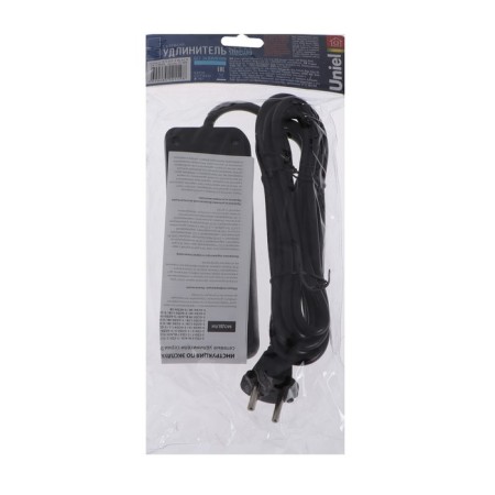 Excumber Uniel Standart, 3 sockets, 3 m, 10 a, 2500 watts, without salary, black-5