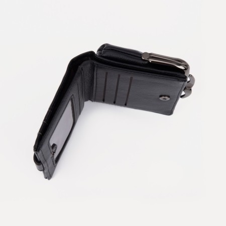 Women's wallet on the button, black color-3