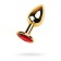 Anal plug with the Toyfa Metal rhinestone, golden, ruby, 7 cm, d = 2.8 cm