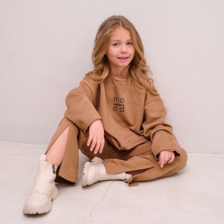 Kidsa (sweatshirt, trousers) minku brown color, height 128-14