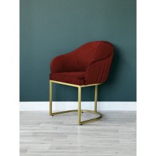 SHELL chair, 56 × 63 × 83 cm, red color, gold frame