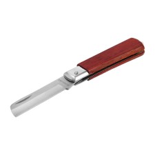 A universal folding tundra knife, a wooden handle, a straight blade, stainless steel