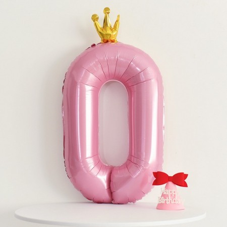 Foil ball 40 "The number 0 with the crown", the color is pink-2