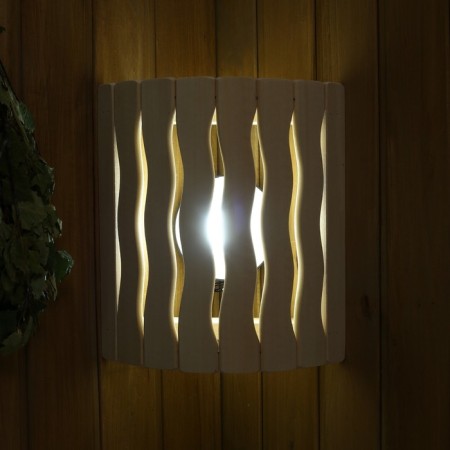 The lampshade is wooden, corner "Flame"-1
