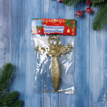 Christmas tree decoration "Angel Glitter" 14x9 cm, gold-1