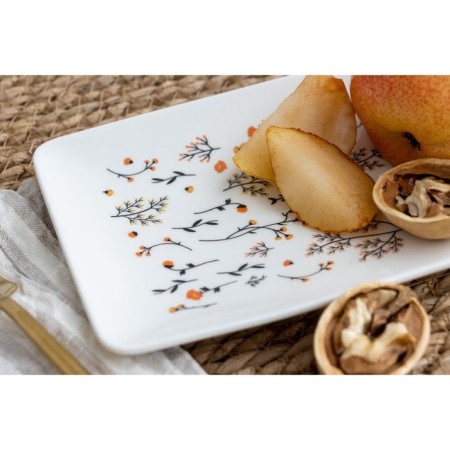 Ceramic "Flowers" dish, 20.5 x 12.5 x 1.8 cm, white color-5