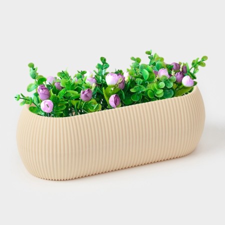 Kashpo for flowers with a pallet Rasfill, 1.3 l, 20.5 × 8.5 × 7 cm, oval, beige