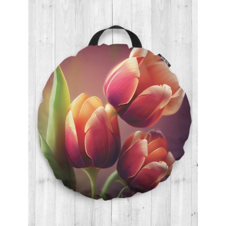 Pillow Siddle "Bouquet of Tulips", decorative, d = 52 cm
