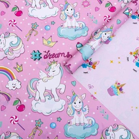 Paper packaging glossy bilateral "unicorns", 70 x 100 cm