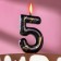 Candle in the Cake "Black Marble", number "5", 5.5 cm