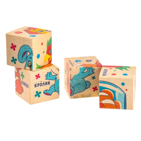 Wooden cubes "Pets", set of 4 pcs.-7