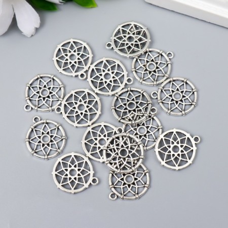 Decor Metal for creativity "Dream Catcher - Flower" Silver G195B585 2.2x1.9 cm-2