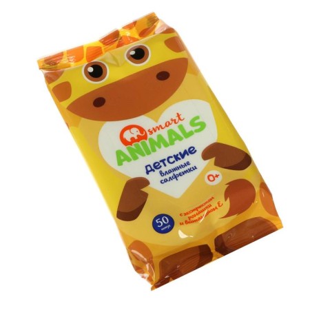 Wet wipes Smart Animals No. 50 Children with chamomile and vitamin E mix-2