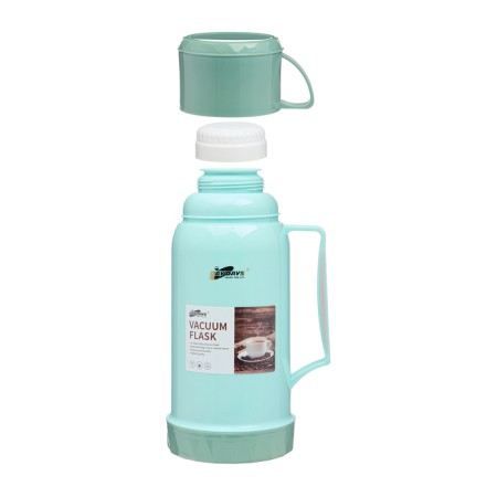 A thermos 1 l, with a glass flask, retains heat 12 hours, with a mug, light green-1