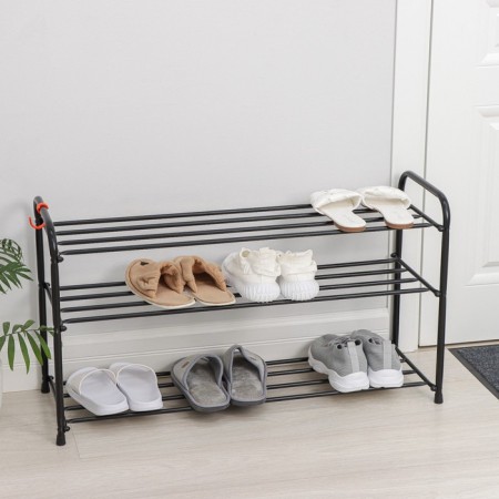 Shoe stand, 3 tiers, 87 × 30 × 48 cm, black color-1