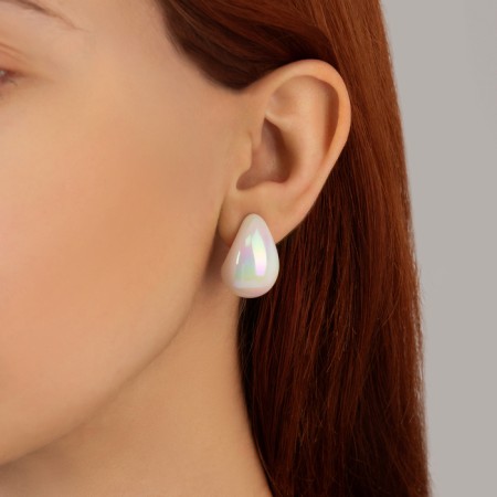 Earrings set 3 pairs "drop" color white in gold-1