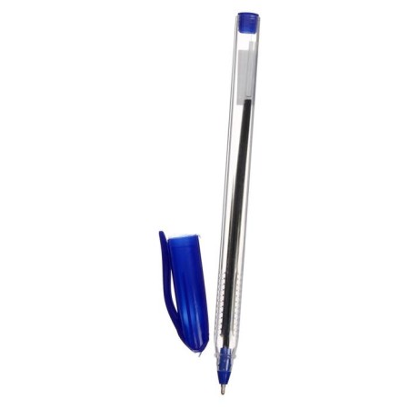 Ballic handle 1.0 mm, blue rod, triangular transparent, oil ink (barcode on the pcs)-2