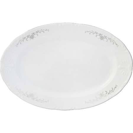 Oval Constance dish, decor "Gray ornament, Platinum layering", 32 cm