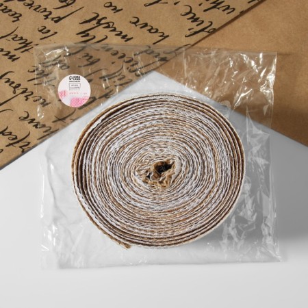 Ribbon from jute "lace", 50 mm, 4.5 ± 0.5 m, white color-1