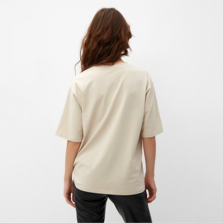 Women's T-shirt with Kulika Minaku Regular Fit: Beige color, pr 48-5