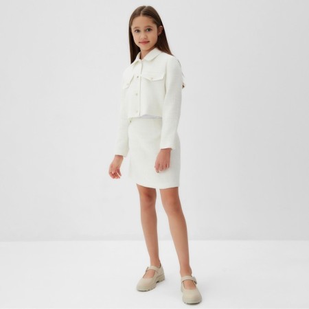 A set for a girl (jacket and skirt) Minaku: Partydress, white color, height 122 cm-6