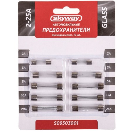 Car fuse Skyway, cylindrical, glass, 2-25 a, s09303001