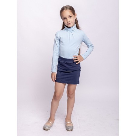 Turtleneck for girls, height 122 cm, blue color-1