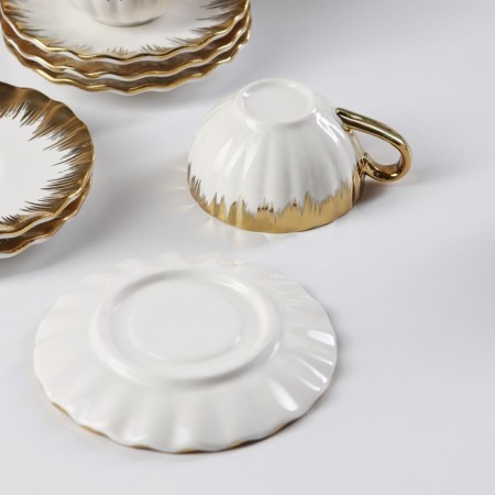 Ceramic tea service "Snow avalanche", 12 items: 6 mugs 80 ml, 6 Smashes d = 11.2 cm, color mix-10