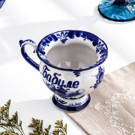 Tea couple "Granny", 15x15x10 cm, 300 ml, gzhel-3