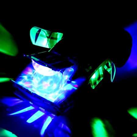 The car "Carry", works from batteries, shoots with discs, light and sound, blue color-6