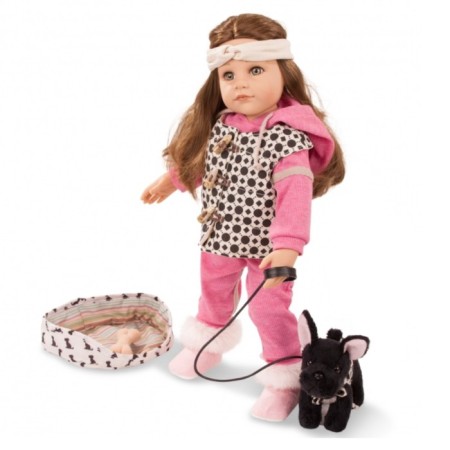 GOTZ doll "Hannah", with a black dog, size 50 cm