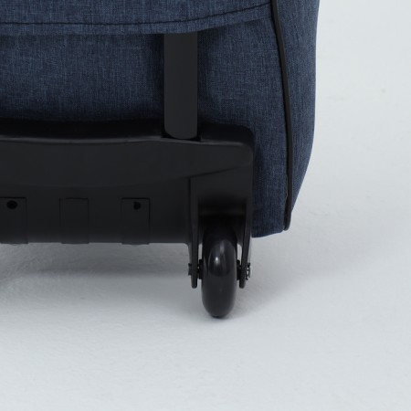 Road bag on wheels, external pocket, blue color-3