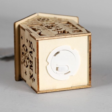 Christmas tree toy "House with a snowman", from batteries, a glow of warm white-4
