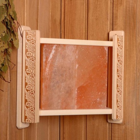Layer wooden corner with Himalayan salt "Russian patterns" 29.5x41x8 cm-1