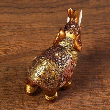 Polystone souvenir "African elephant in the gold, openwork blanket" MIX 12x11x4.7 cm-4