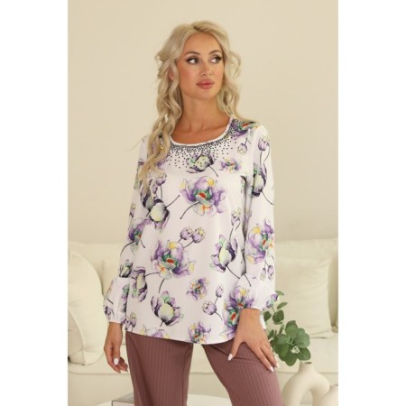 Female blouse, size 48, white, purple color