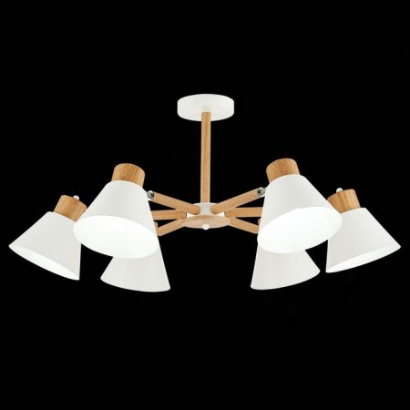 Ceiling EVOLUCE lamp. Sle103702-06. BUVE. 6x60 watts, E27, 73.5x73.5x37 cm, color light wood, white-1